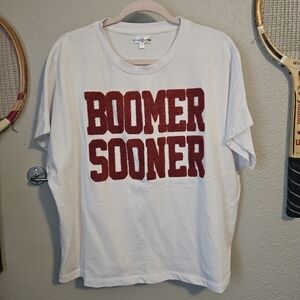 Stewart Simmons Boomer Sooner White Short Sleeve Sweater XL